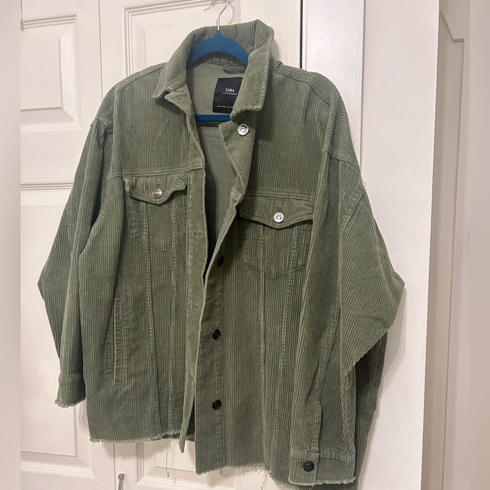 Zara Olive Green Corduroy Shacket/Jacket